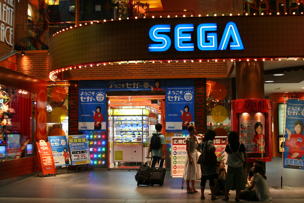 Japanese arcade at night