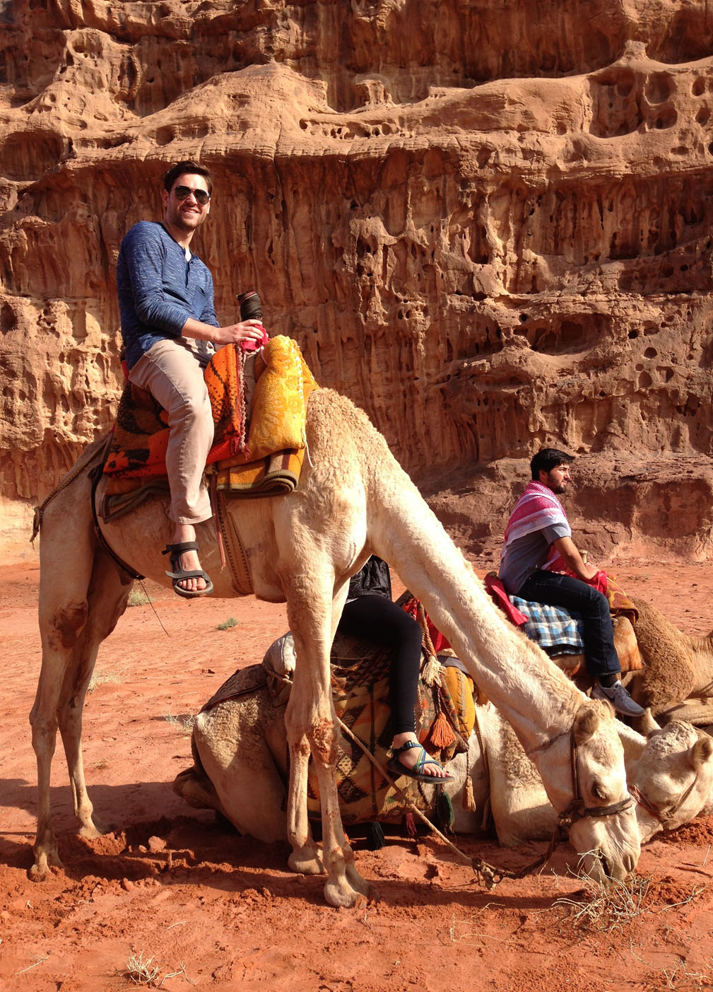 Tim Plummer riding on a camel