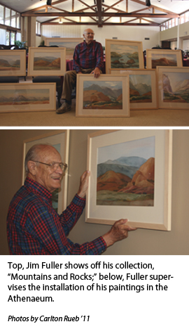 James Fuller holding his artwork titled: Mountains and Rocks