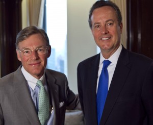 Douglas Peterson (right) was elected CEO and President of McGraw Hill Financial by its Board of Directors on Thursday, July 11, 2013. He begins his new role on Nov. 1, 2013. Harold (Terry) McGraw III (left) continues as Chairman of the Company. Mr. Peterson is currently President of Standard & Poor’s Ratings Services, part of McGraw Hill Financial.