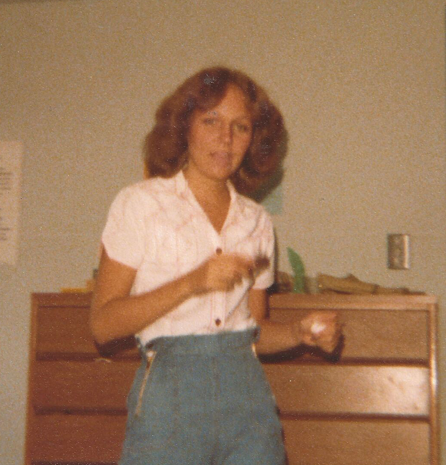 Dorm life: Lori (Sawyer) Nance '81 in her room in Benson Hall