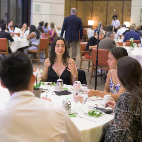 Students dining at the Athenaeum.