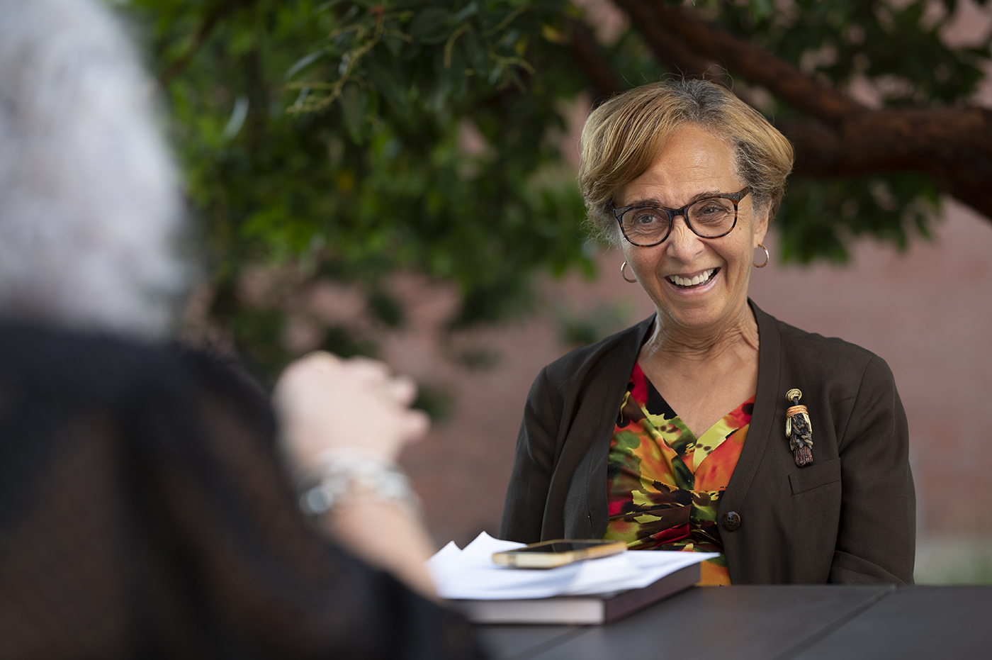 Vice President for Strategic Initiatives Muriel Poston laughs during the roundtable discussion.