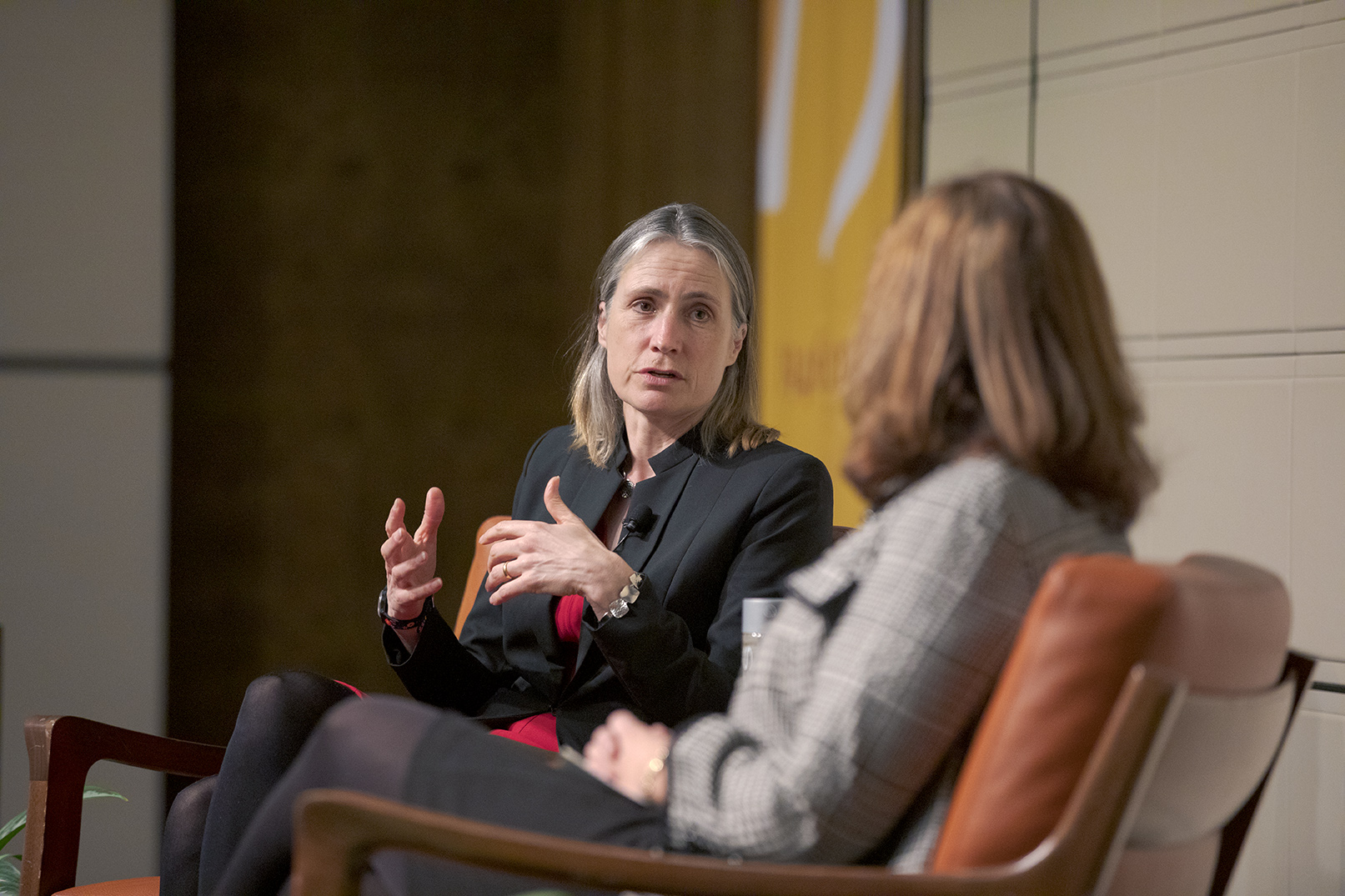 Dr. Fiona Hill and Hilary Appel, Ph.D. Podlich Family Professor of Government and George R. Roberts Fellow, have a discussion as part of the 75th Anniversary Distinguished Speaker Series at the Athenaeum on Wednesday, March 9, 2022.