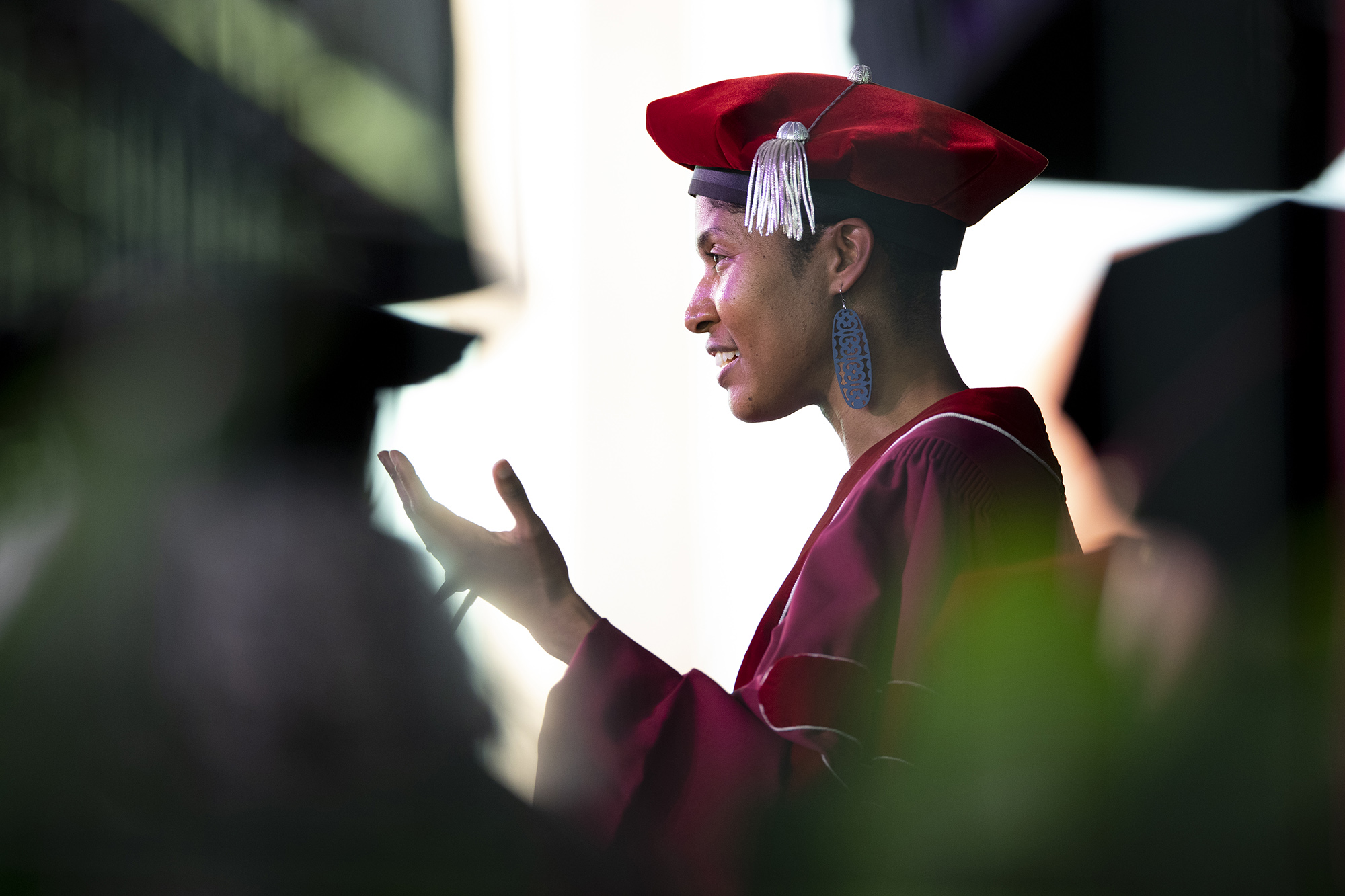 Keynote speaker Danielle Wood, MIT faculty member and director of the Space Enabled research group, speaks at CMC's 2022 Commencement.