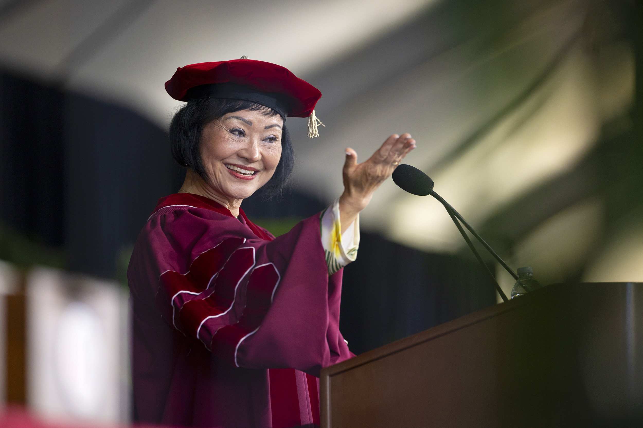 Dr. Phan Thi Kim Phuc, UNESCO goodwill ambassador and founder of KIM Foundation International delivers her keynote address at CMC's commencement for the classes of 2020 and 2021.