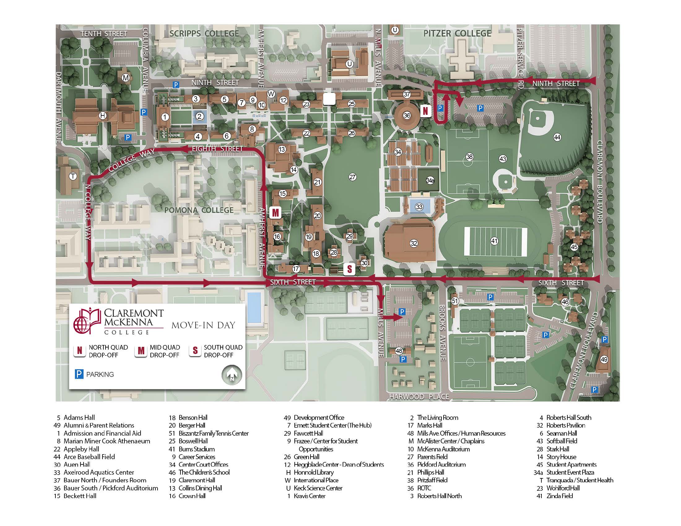2022 Move-In Day map. For more information, please call 909-621-8258. 