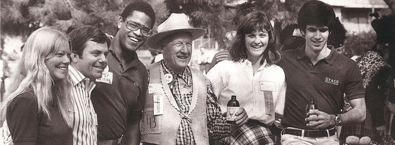 President Donald McKenna with students.