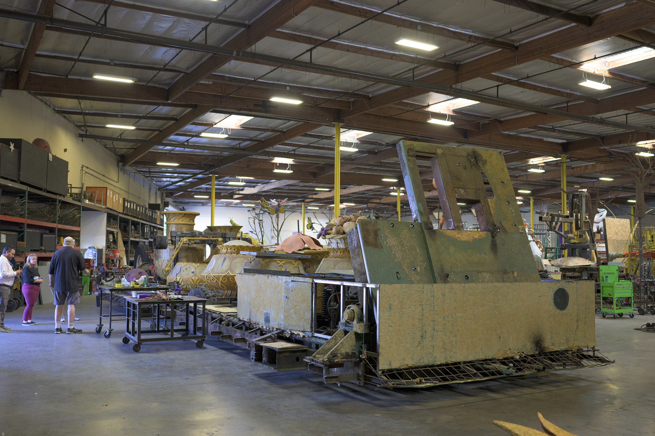 The chassis that will be used  for Claremont McKenna College’s Tournament of Roses parade float.