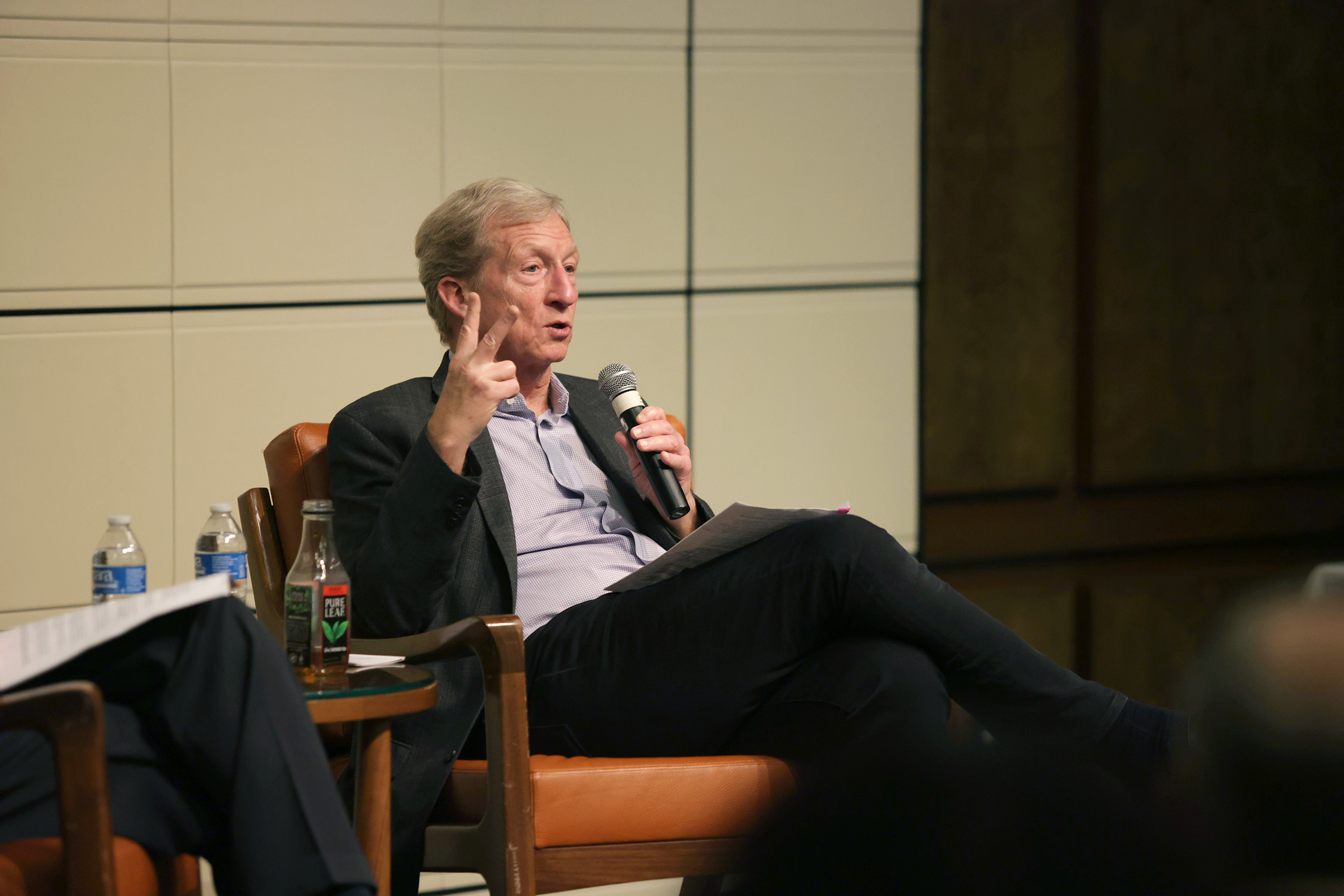 Tom Steyer, hedge fund manager-turned environmental activist speaking at the Ath.