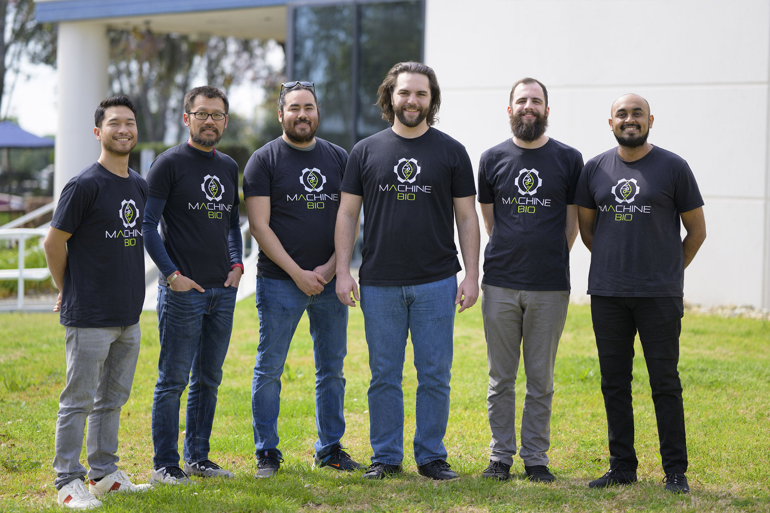 Marash (center) and the Machine Bio team are based in Claremont at the Keck Graduate Institute.