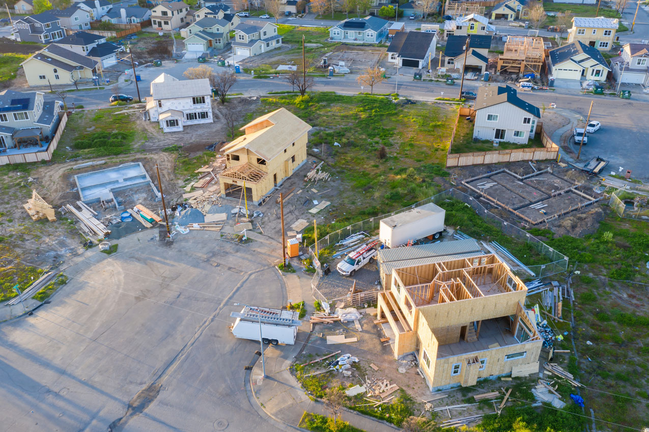 Construction site in a cul-de-sac in Altadena