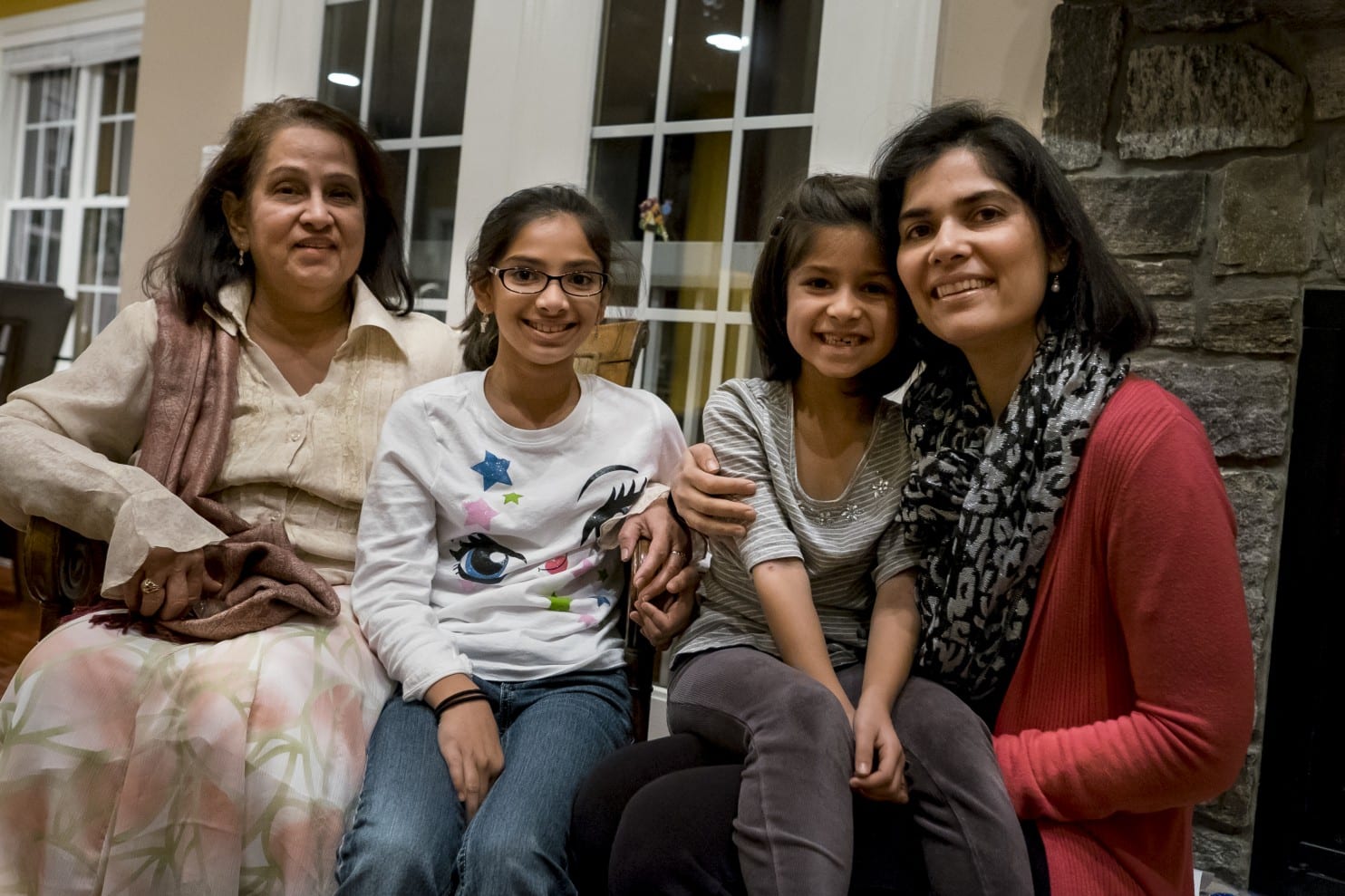 A family sitting together.