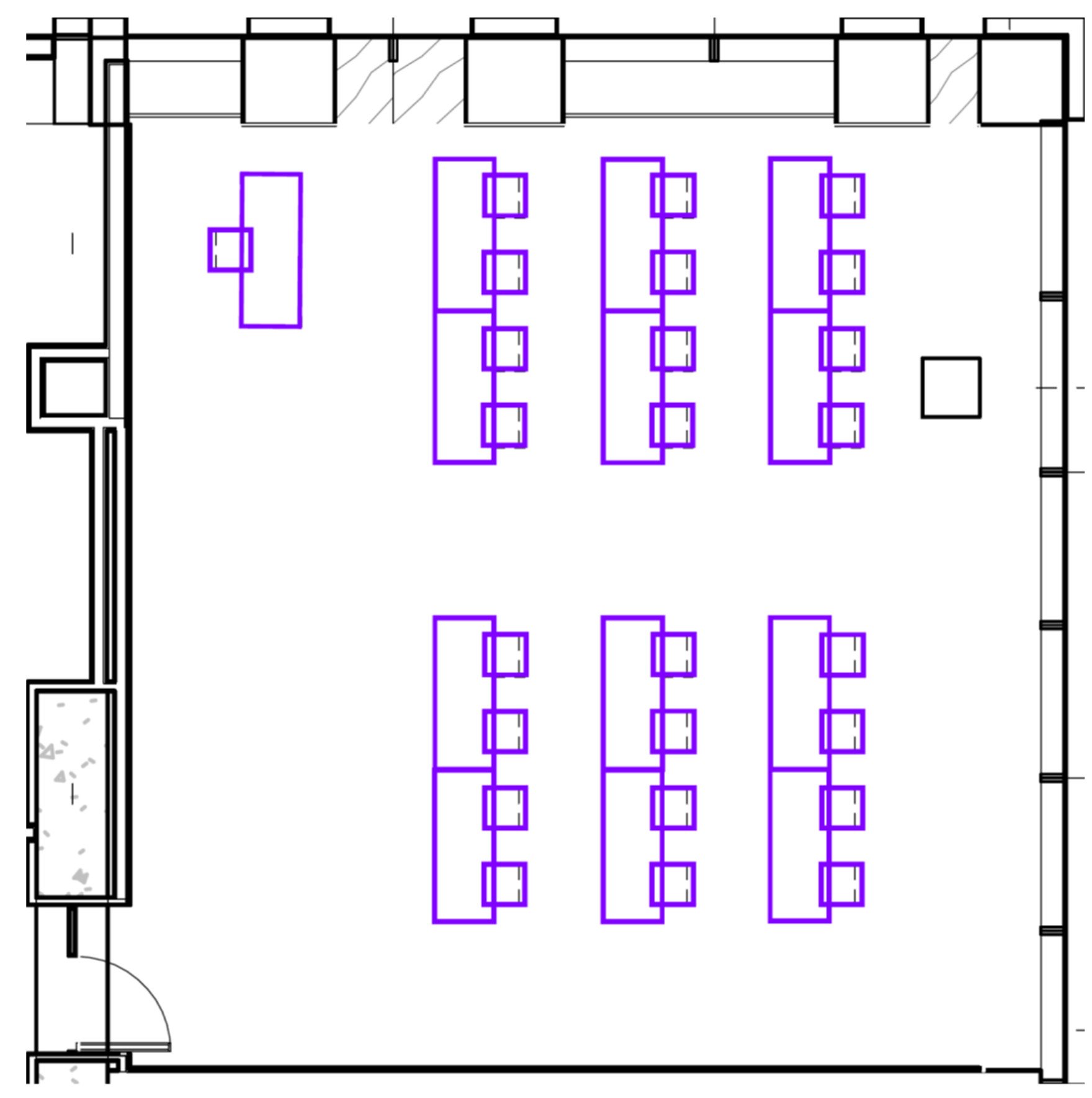 Floorplan for Robert Day Sciences Center classroom 127.
