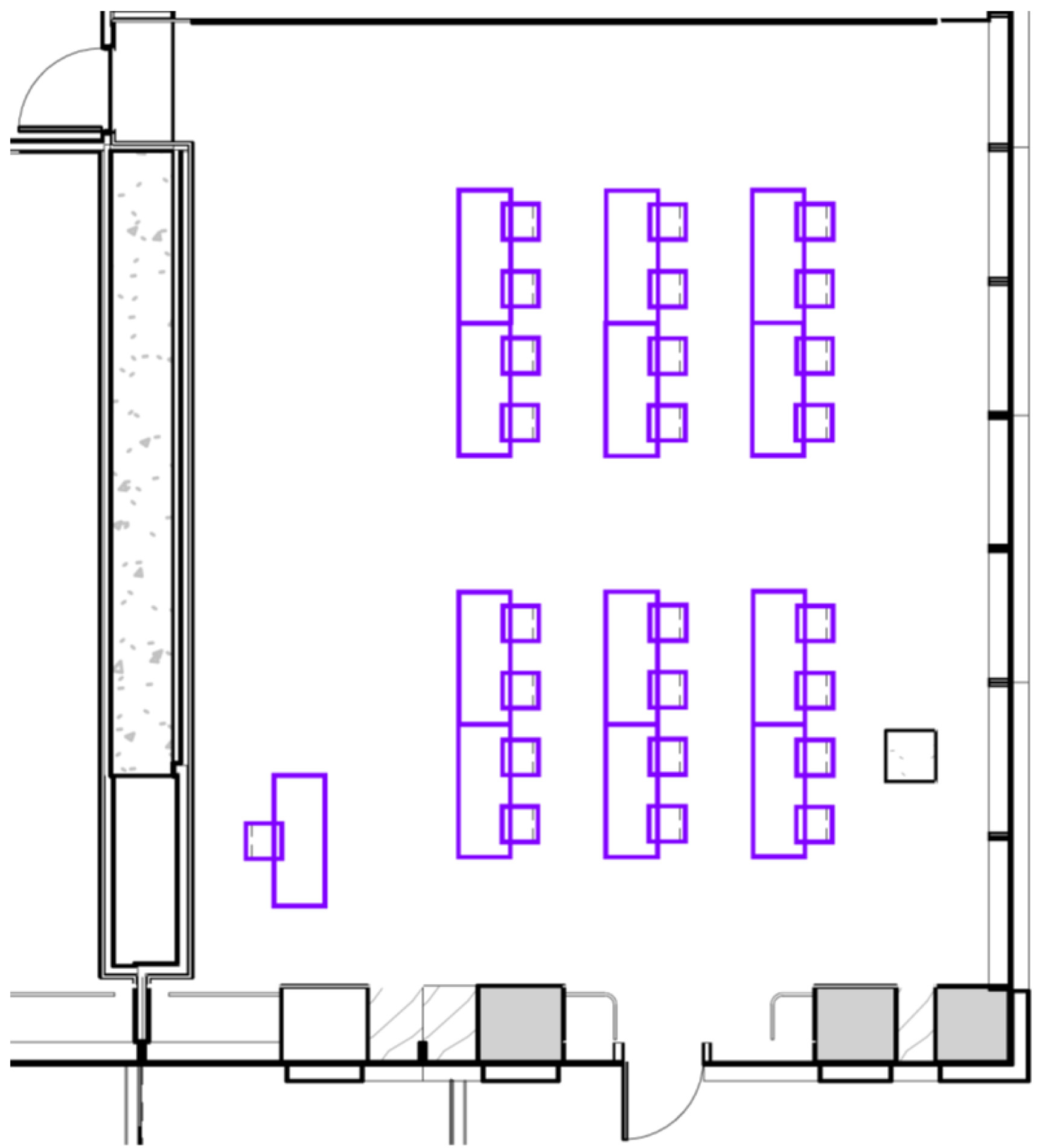 Floorplan for Robert Day Sciences Center classroom 130.