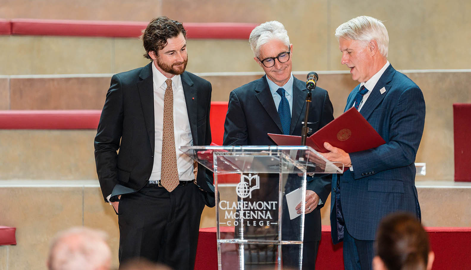 Trustee members and Ken Valach ’82 honoring Robert Day.