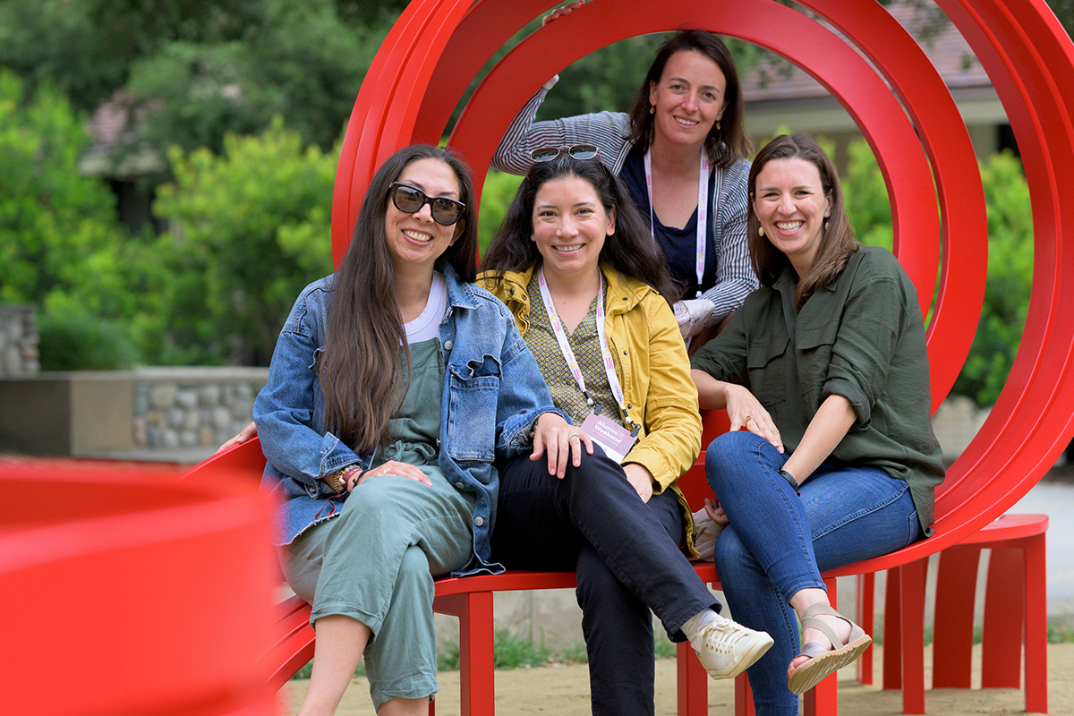 Aluma seated on Jeppe Hein's Social Benches.