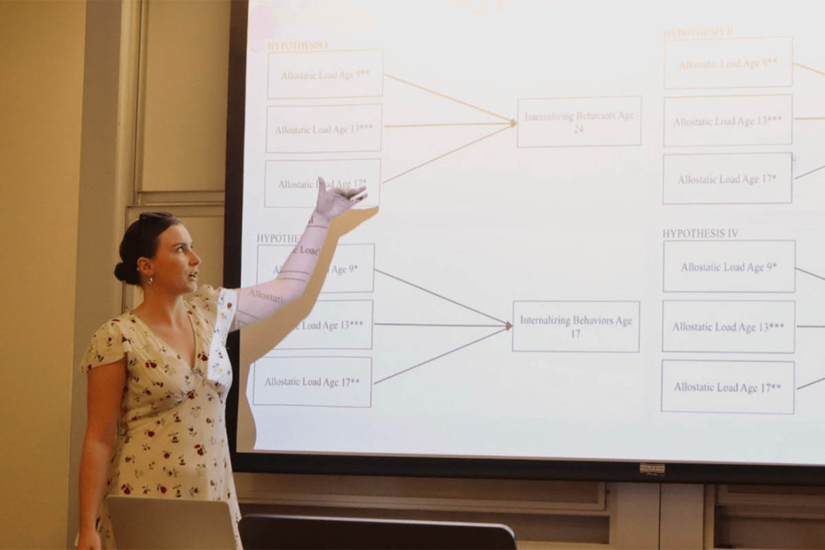 A student presenting.