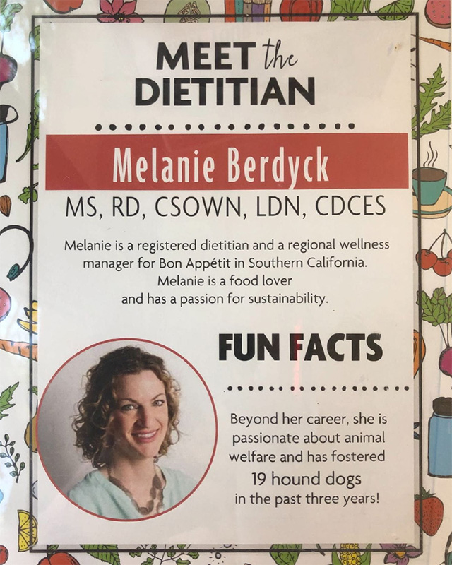 Flyer for the "Meet the Dietician" event featuring Melanie Berdyck.