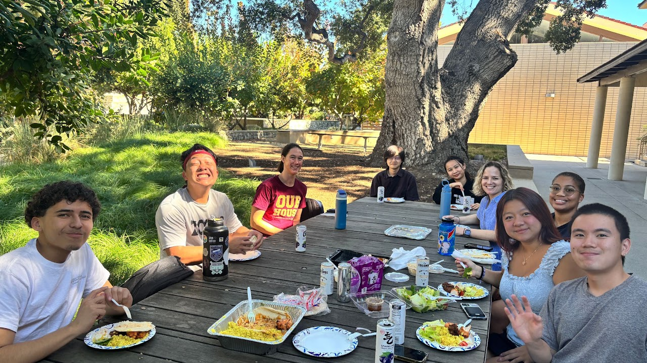 2026 Psych Club members sharing a meal on campus.
