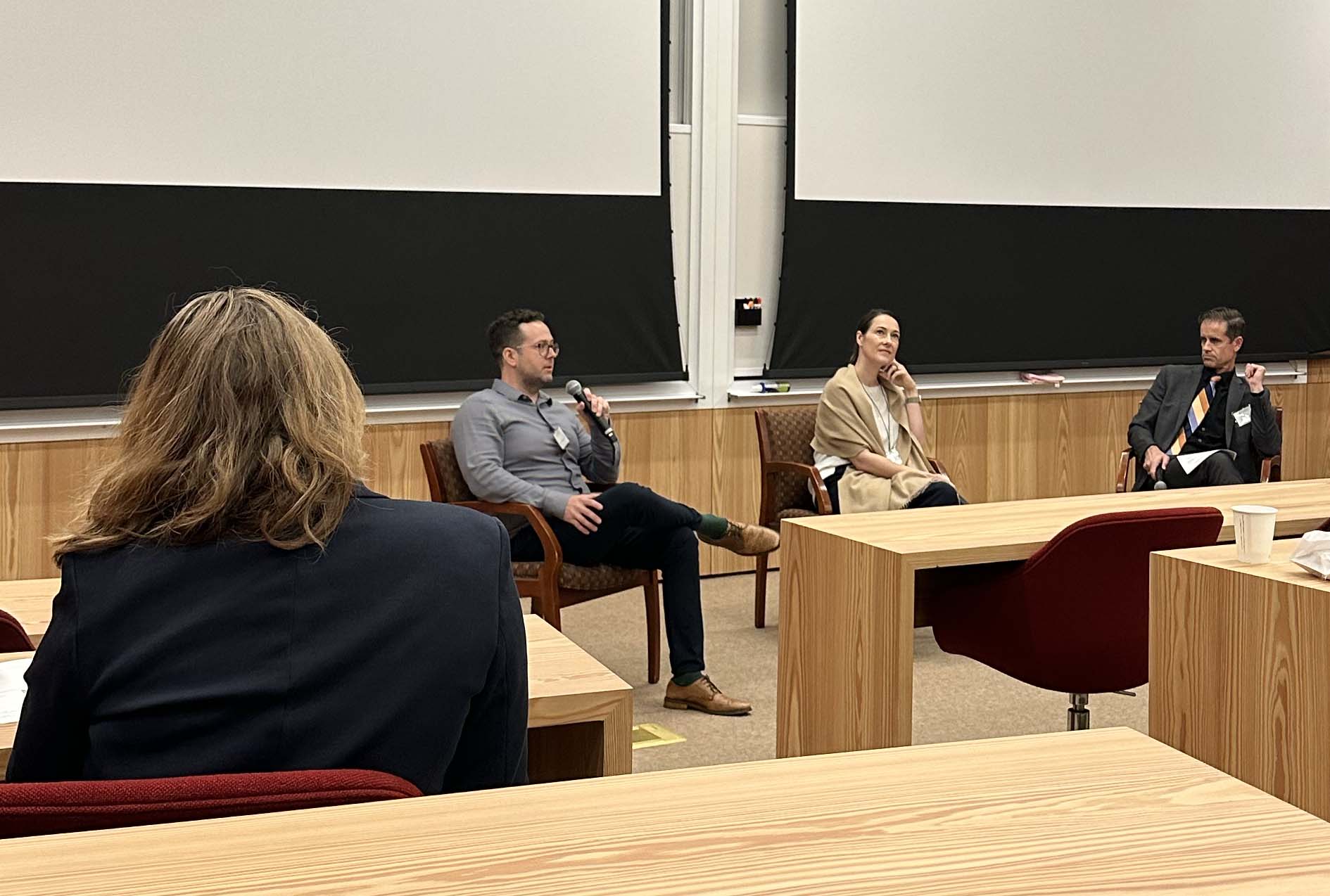 Aaron Champagne '10, Kristine Grigsby '09, and Prof. Cameron Shelton.