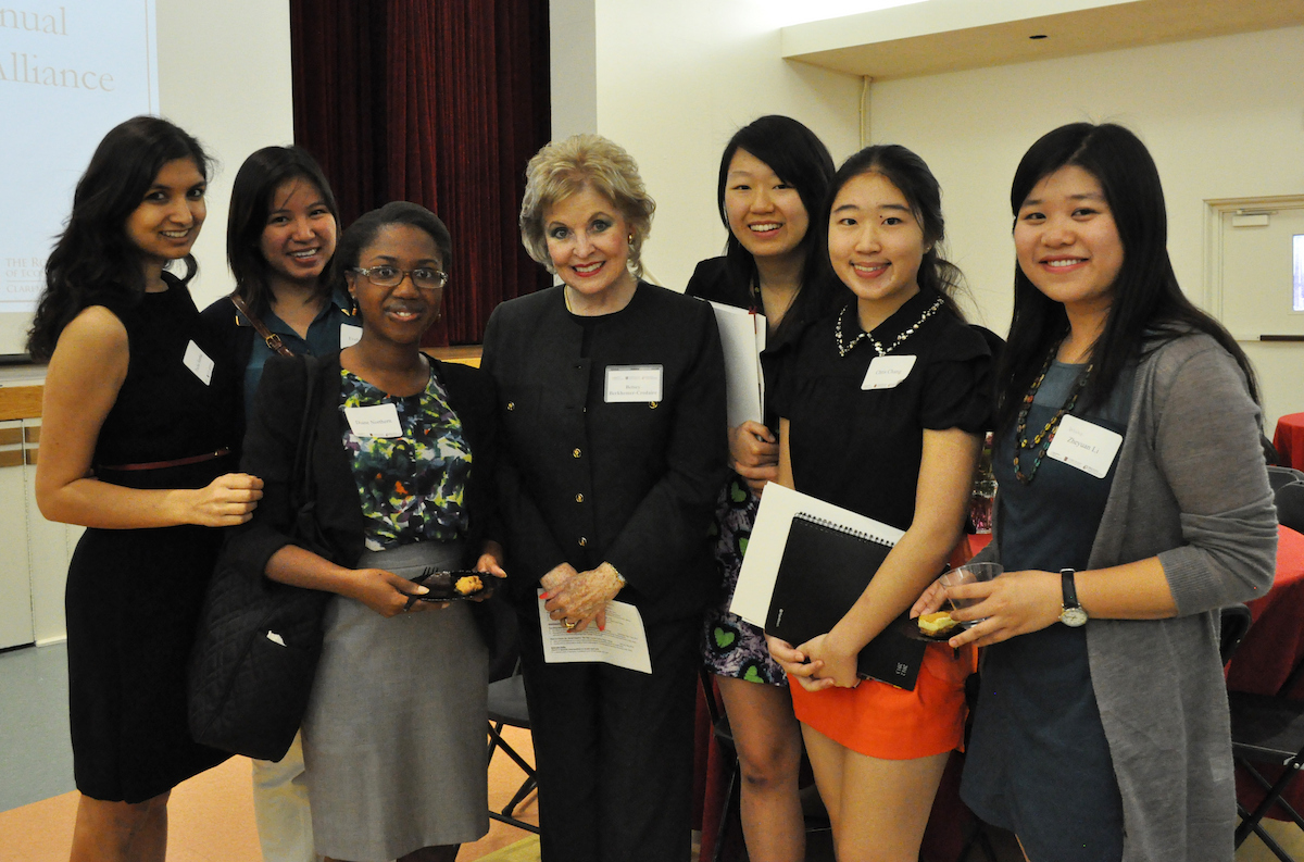 Student participants stand with Betsy Berkhemer-Credaire at WLA's 4th workshop in 2013.