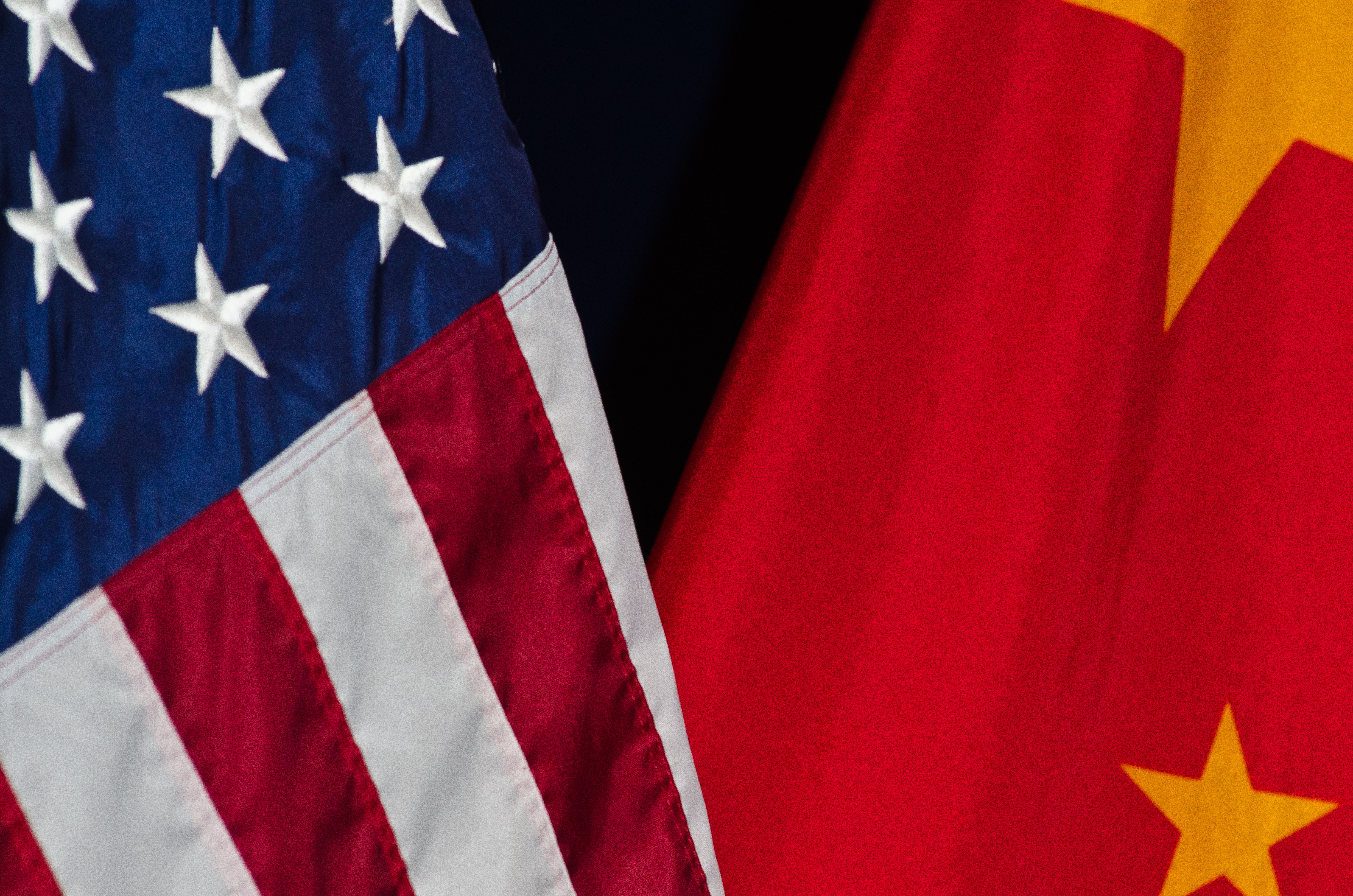 U.S. and China flags hanging side-by-side