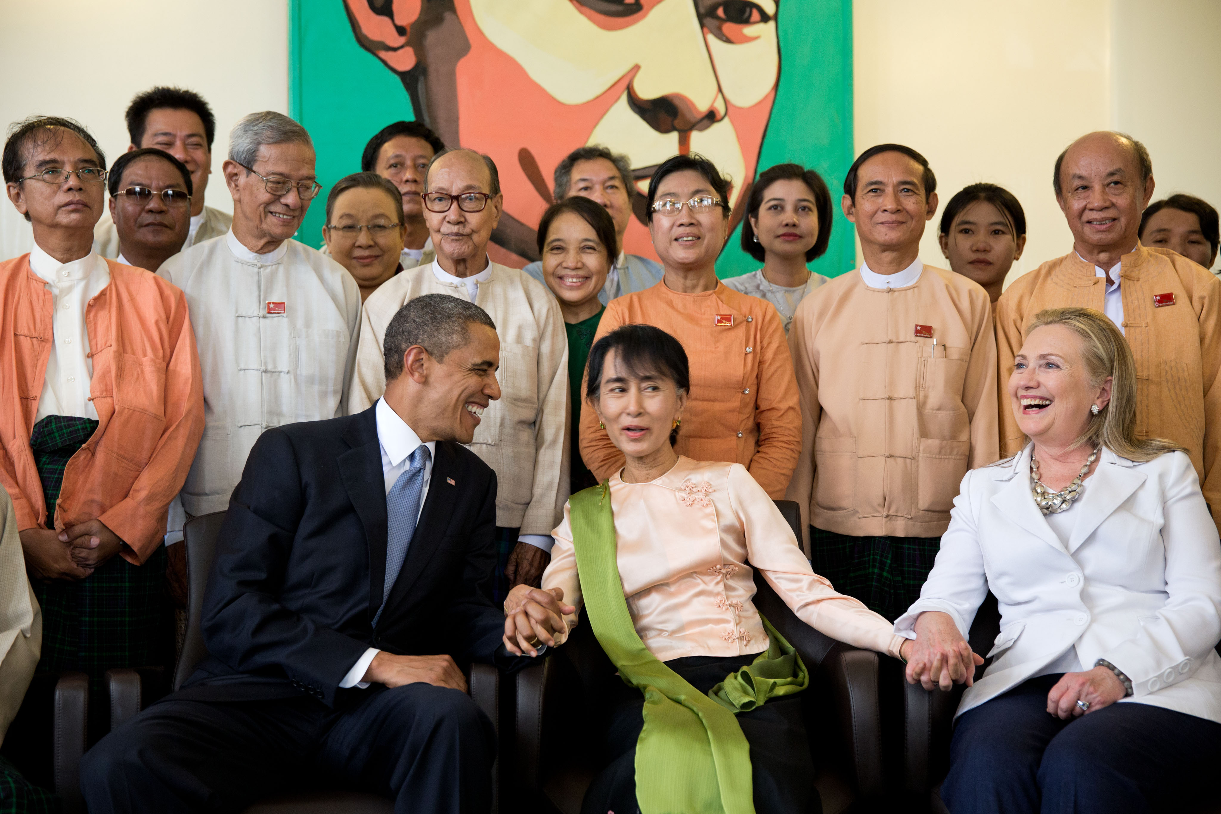 Obama and Clinton with Aung San Suu Kyi