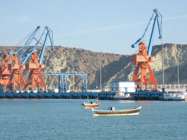 Photograph of some cranes at Gwadar Port