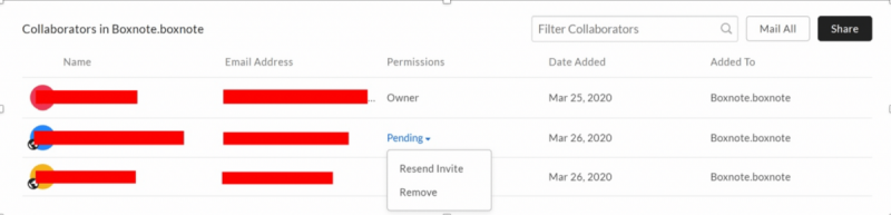 collaborators in boxnote