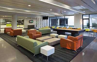 Chairs and cafeteria area