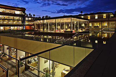 The Living Room, side view, at night
