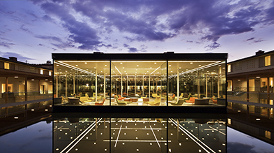 The Cube at night