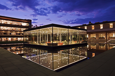 The Cube at night