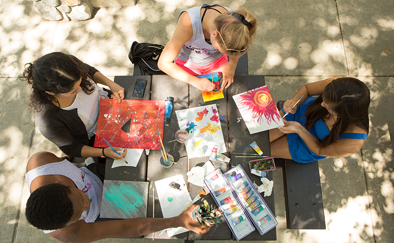 Students making art