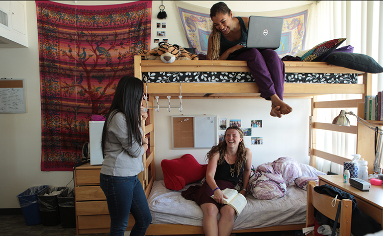 Students in a dorm room