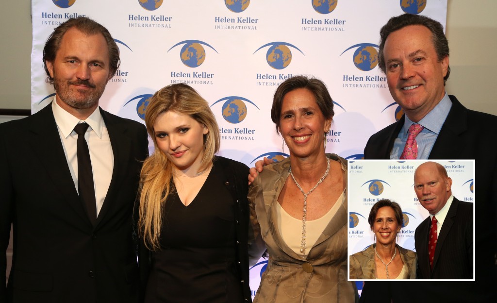 From left: CEO of Fonderie 47 and Liberty United Peter Thum '90, actress Abigail Breslin, HKI president & CEO Kathy Spahn, and Claremont McKenna Trustee Douglas Peterson '80 P'14 P'15; inset photo: Spahn with Ernie Iseminger, Claremont McKenna vice p