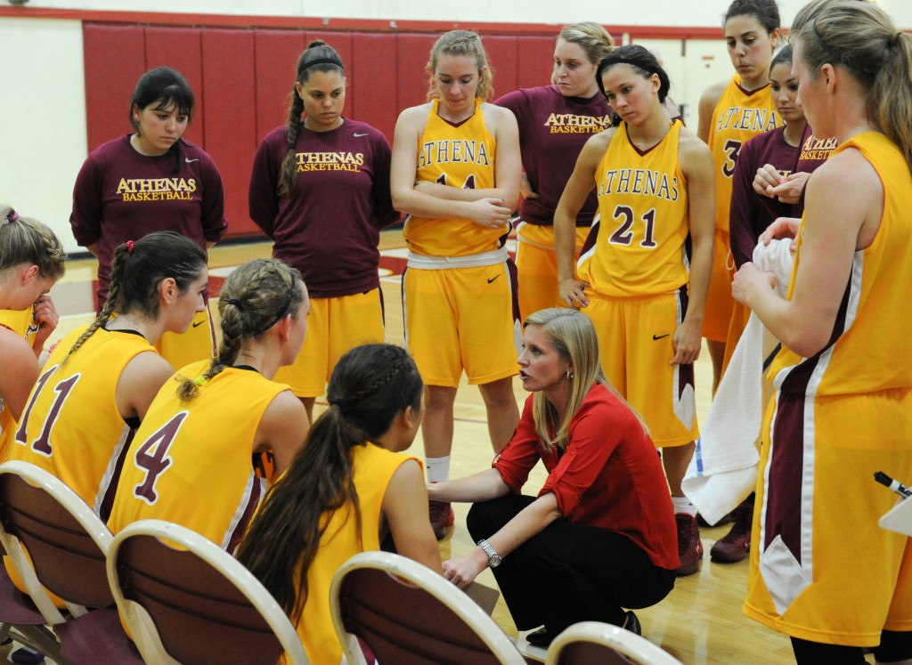 Basketball team huddle