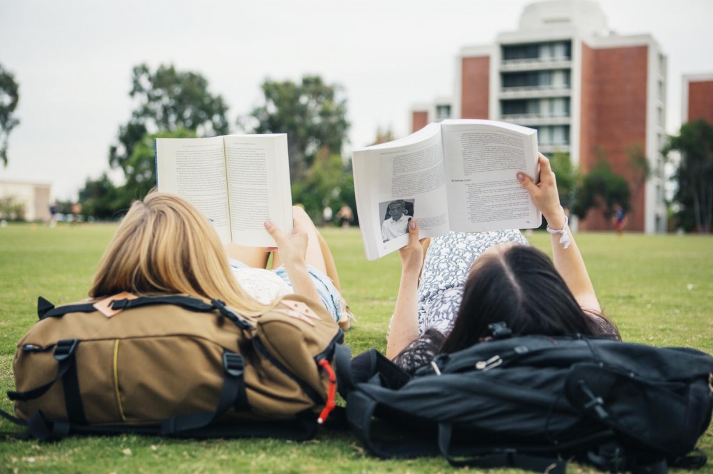 Students studying on Parents Field