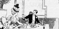a lady an a man have dinner at a table