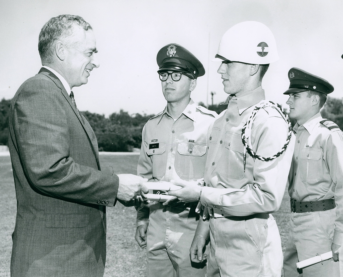 CMC president with military science cadets