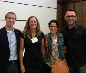 keynote speaker Hilary Hoynes (second from left), with CMC professors Heather Antecol and Serkan Ozbeklik