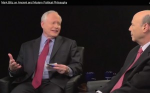 Host Bill Kristol (left) with Claremont McKenna's Mark Blitz.