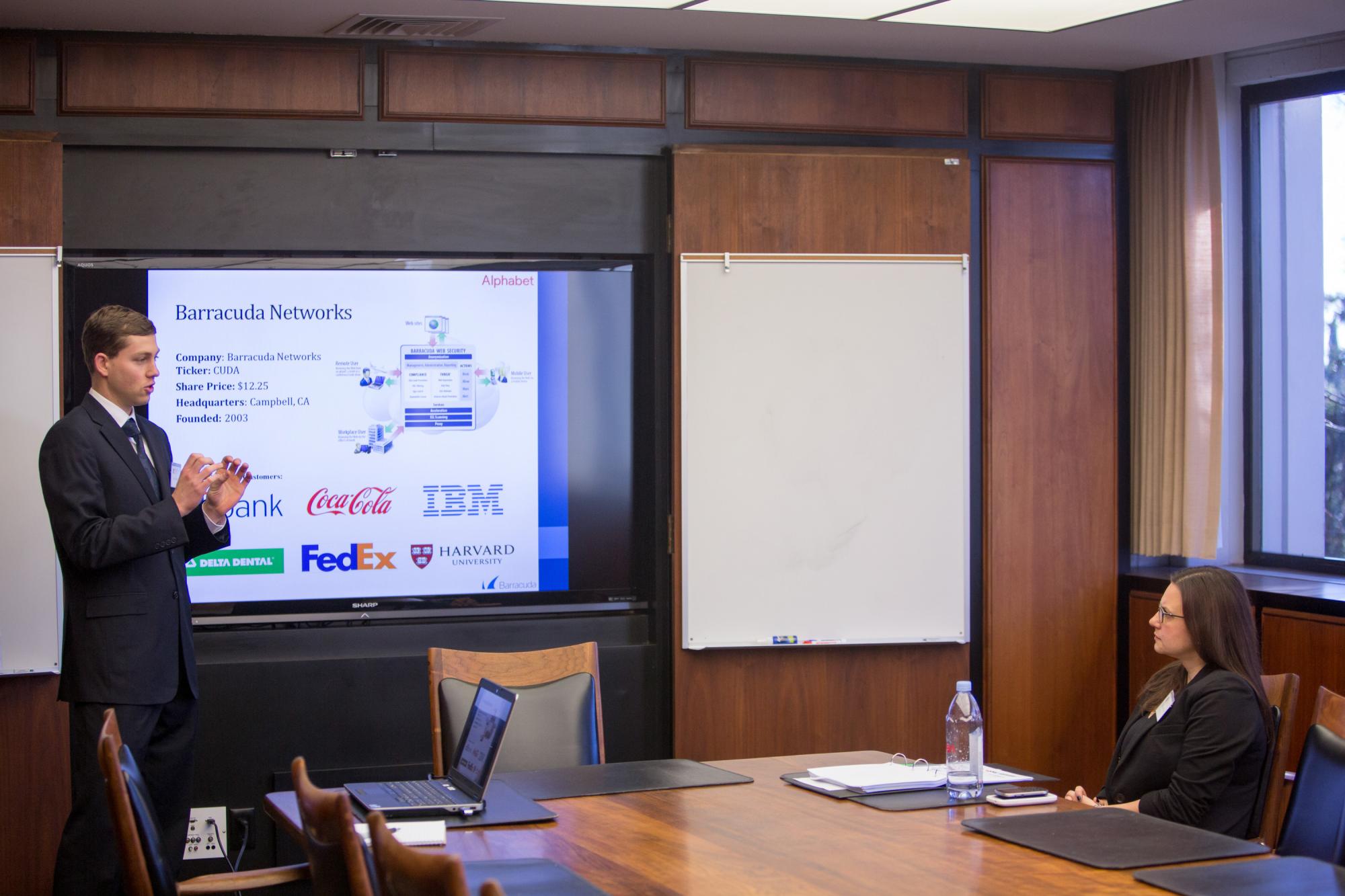 Campbell M’16 during his pitch session