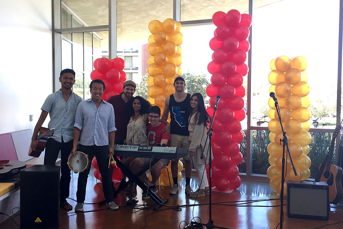 Artists and musicians during Student Art Showcase