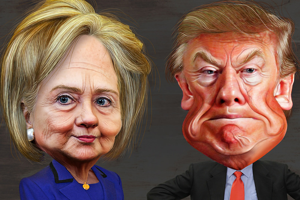 Clinton Trump caricatures