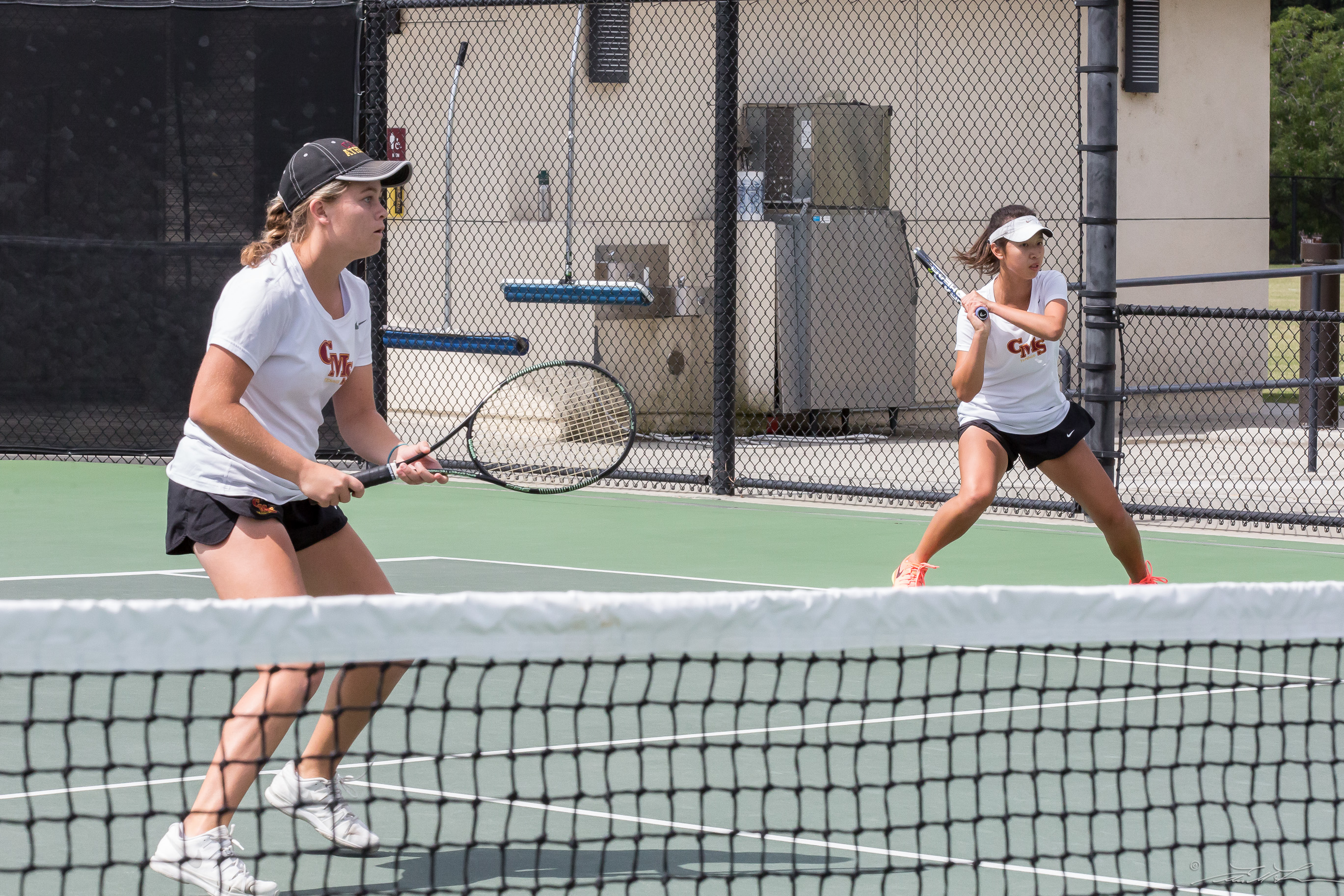 CMS women's tennis players Lindsay Brown and Nicole Tan