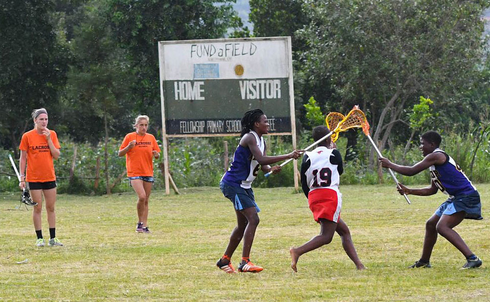 Lacrosse practice in Uganda