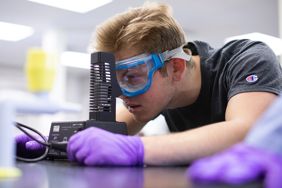 Student in lab