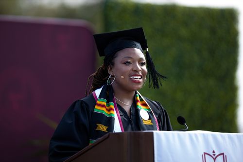 JaDa Johnson ’21 speaks at 2021 graduation as student-elect speaker